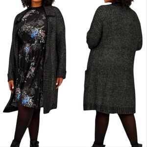 Torrid Chunky Cardigan‎ Duster Woven Sweater Black Whimsigoth Boho Slouchy 4X